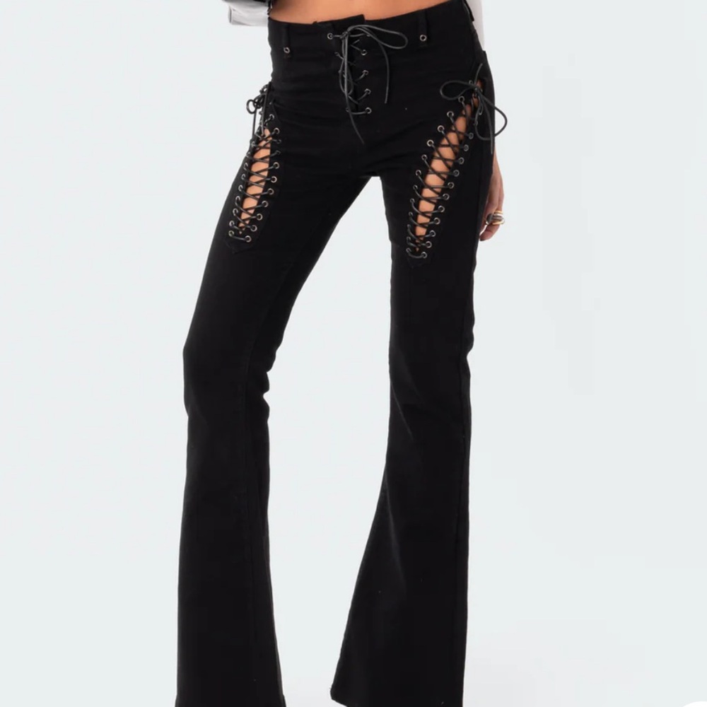 Edikted Engine Black Flared Jeans